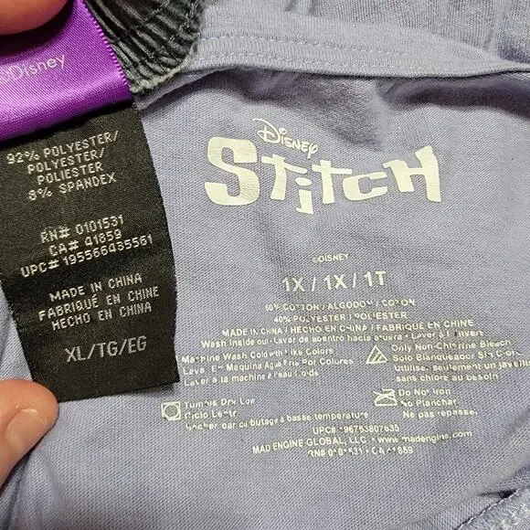 Disney Stitch Grey & Lavender PJ / Lounge Set - Size 1XL - Picture 8 of 8